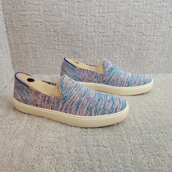 ROTHY'S The Sneaker Women's Size 9 Turquoise Melange Slip On Textile Flat Shoe - Picture 1 of 12